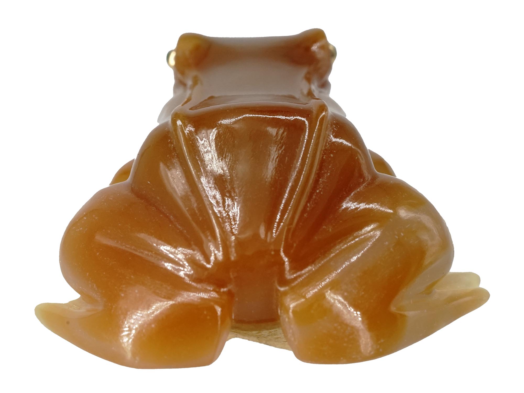 RUSSIAN CARVED AGATE EMERALD EYES FROG FIGURINE PIC-4